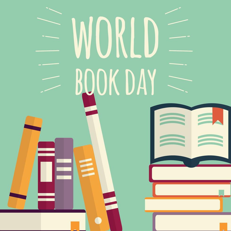 giornata mondiale del libro, pile di libri vettore