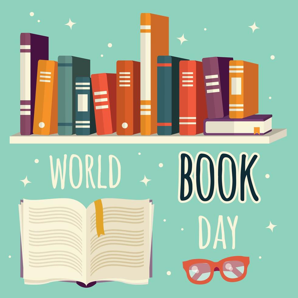 giornata mondiale del libro, libri sullo scaffale vettore