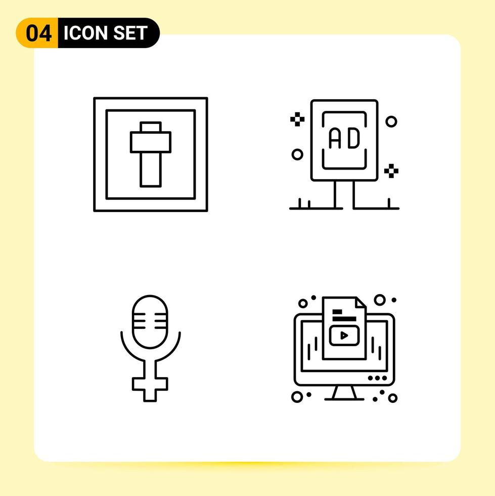 4 creativo icone per moderno sito web design e di risposta mobile applicazioni 4 schema simboli segni su bianca sfondo 4 icona imballare creativo nero icona vettore sfondo