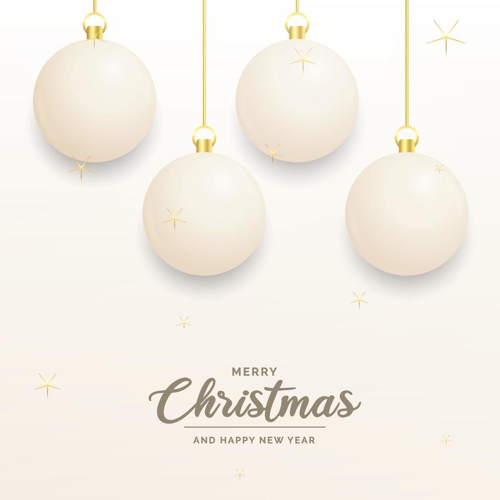 festivo Natale decorazione bianca e oro Natale palle per sito web. sociale reti. blog o il tuo video canale vettore