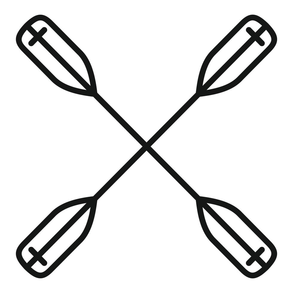 attraversato kayak pagaia icona, schema stile vettore