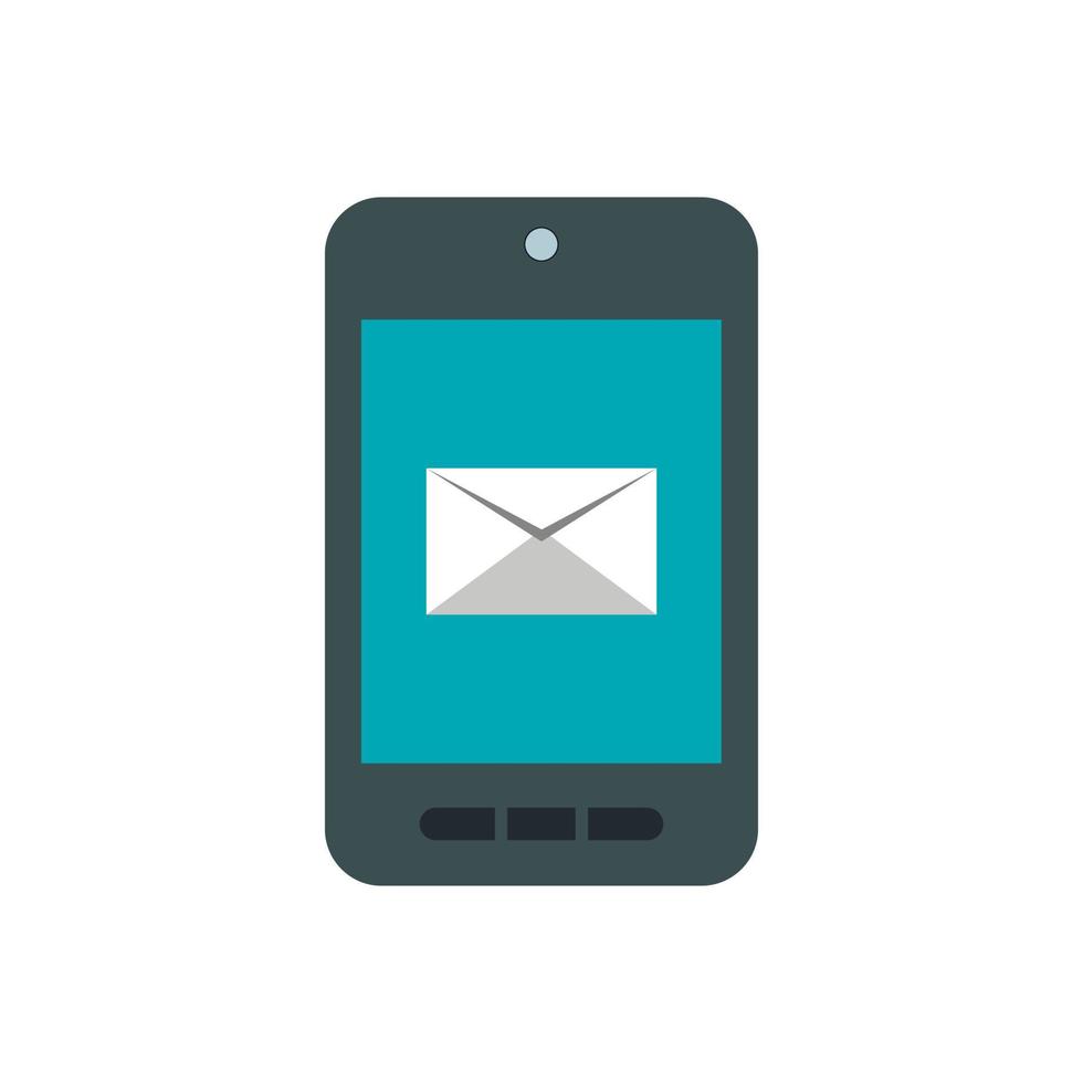 scrittura e-mail su Telefono icona, piatto stile vettore