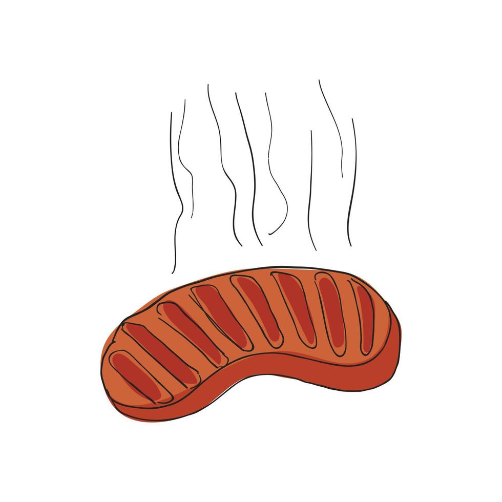 salsiccia icona, cartone animato stile vettore