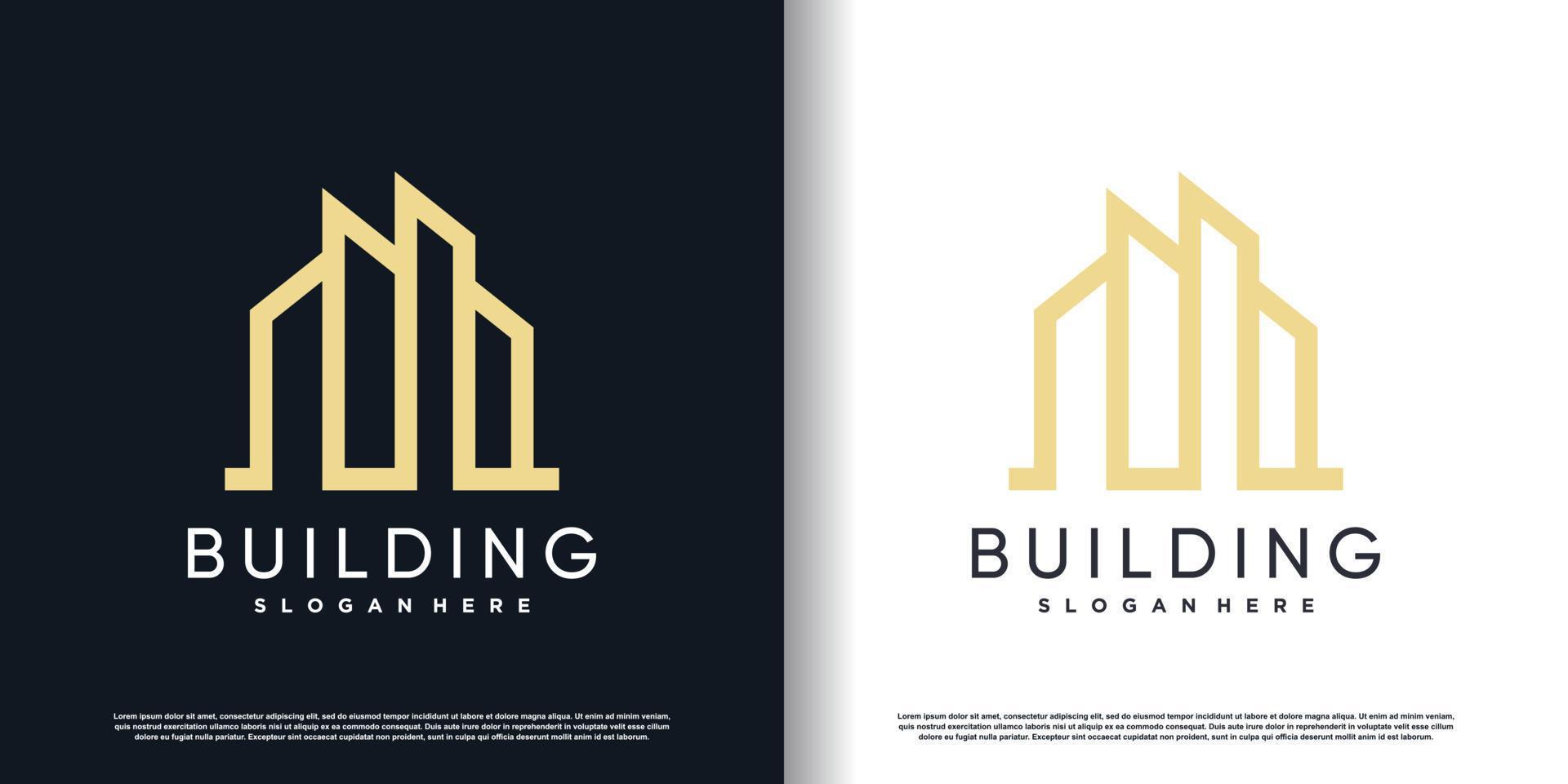 edificio logo design con moderno concetto premio vettore