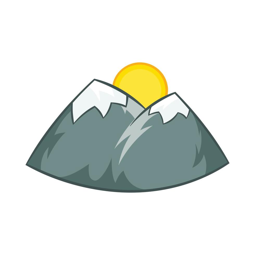 montagne e sole icona, cartone animato stile vettore