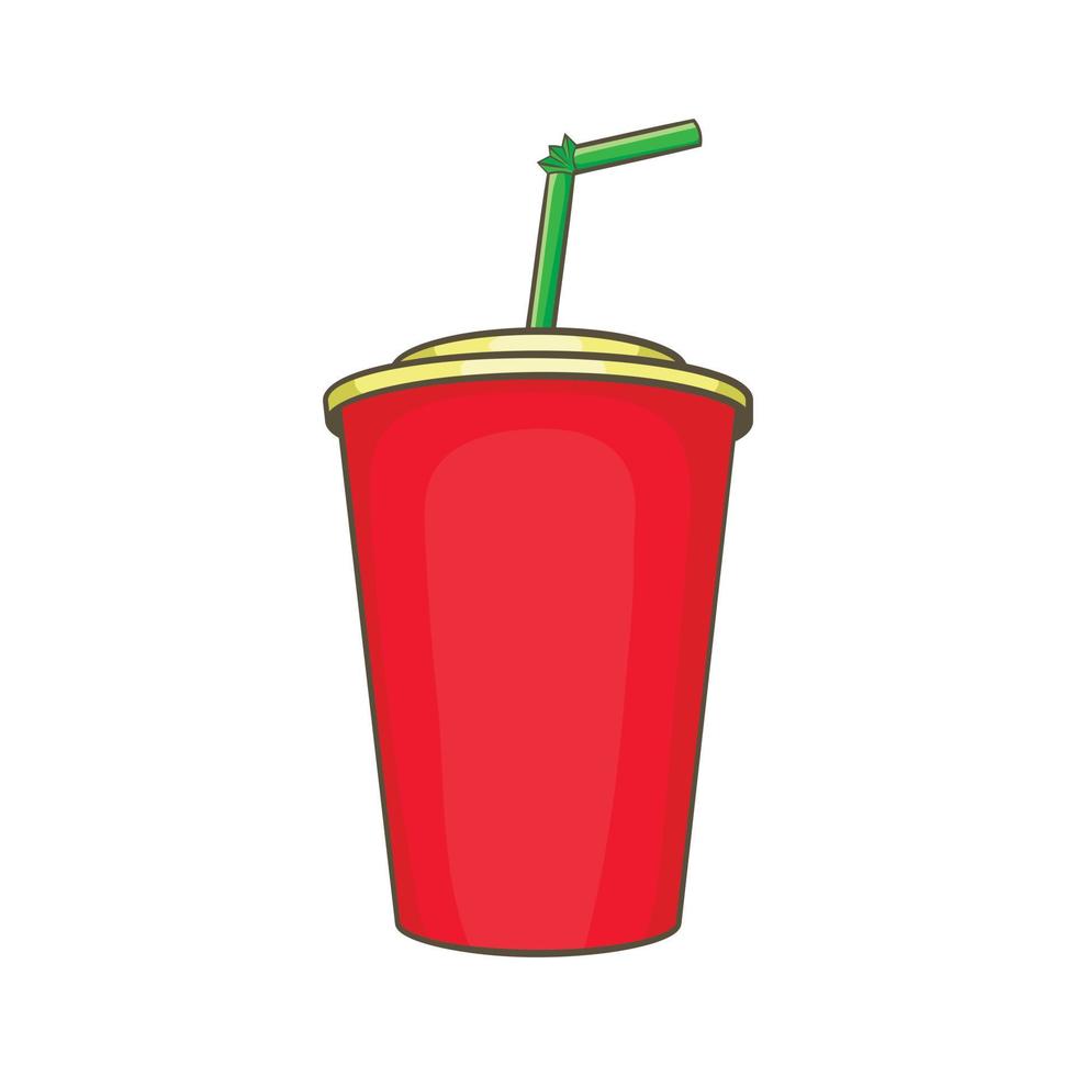 plastica tazza con cannuccia icona, cartone animato stile vettore
