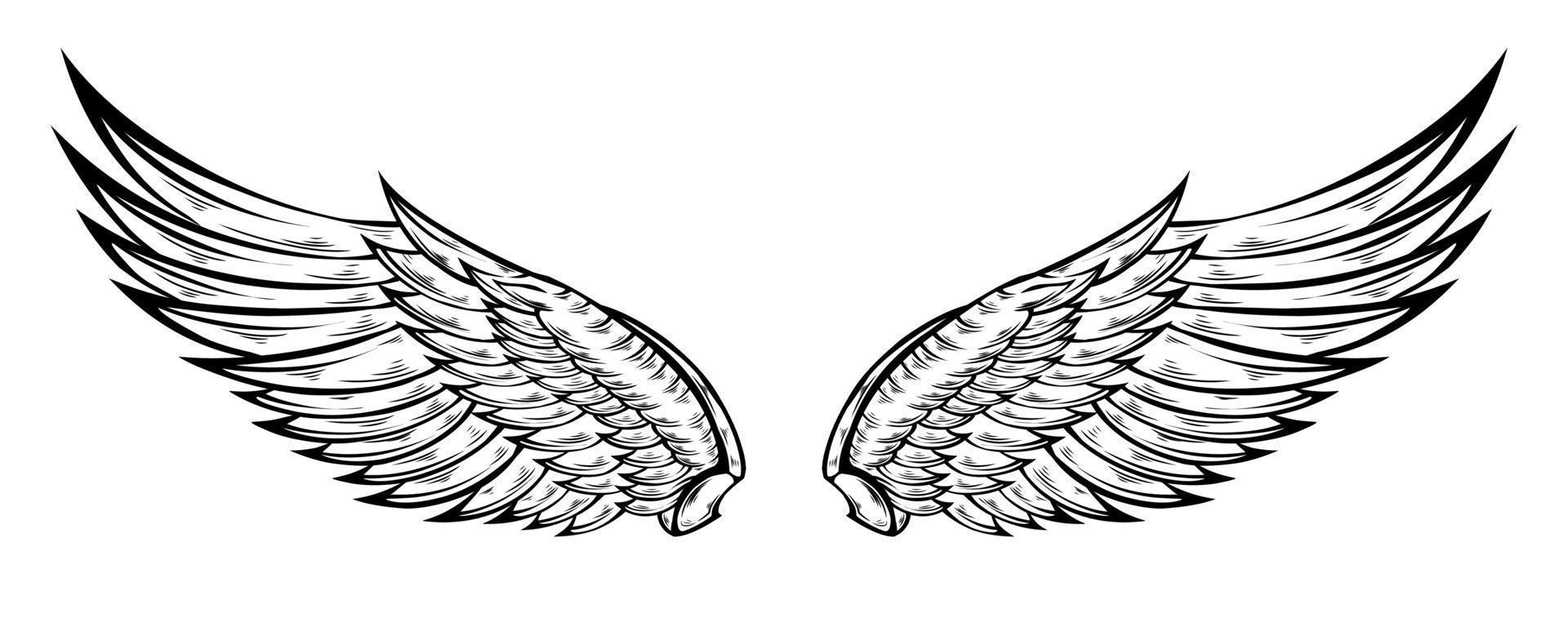 illustrazione del tatuaggio delle ali d'angelo tribale vettore