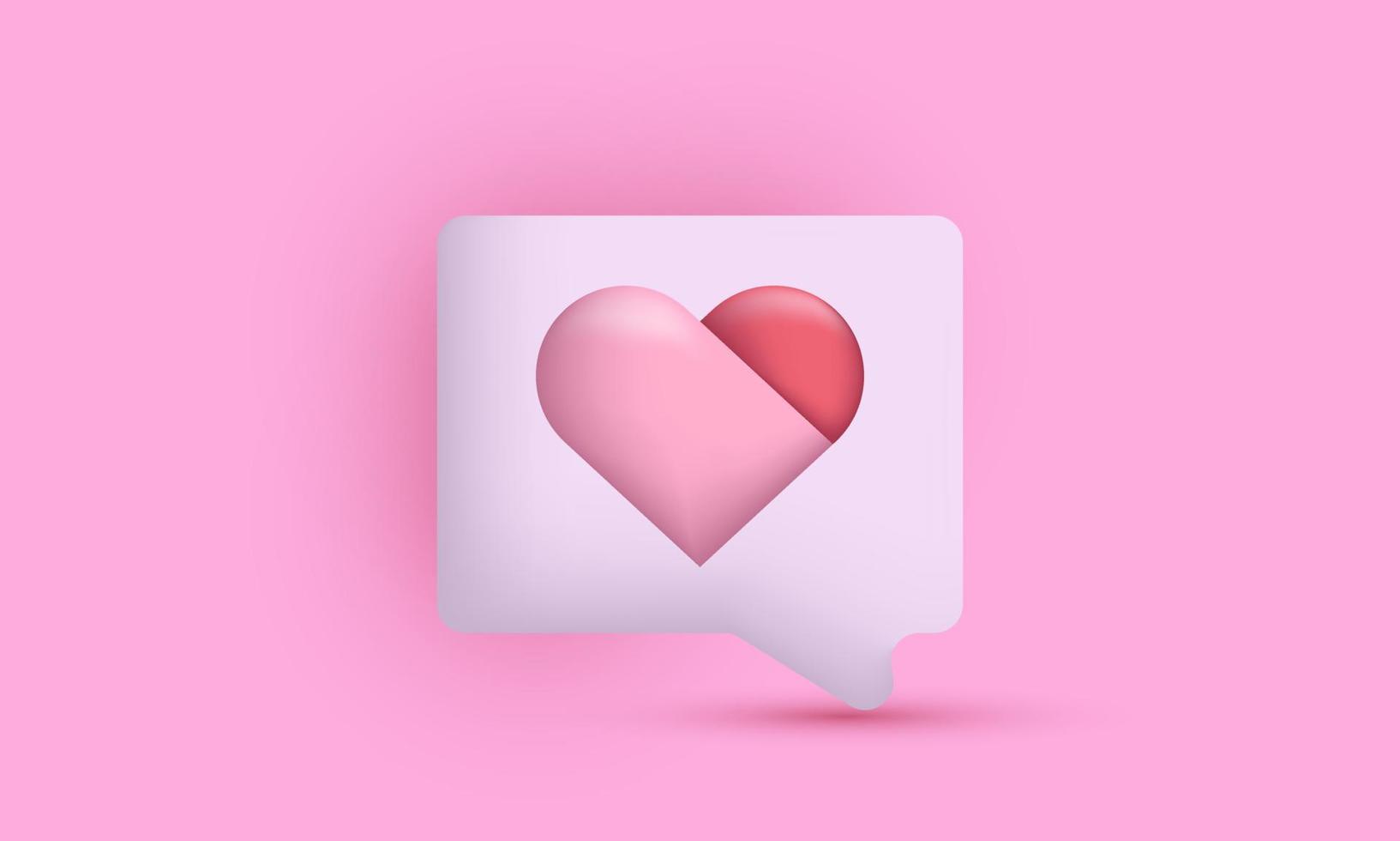 illustrazione icona 3d amore emozione cartone animato personaggio rosa emoji isolato su sfondo vettore