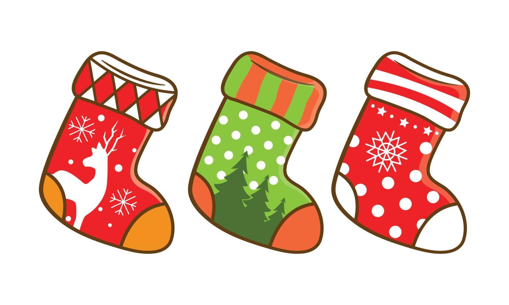 un' impostato di Natale calzini per il vacanza. cartone animato. piatto design. vettore