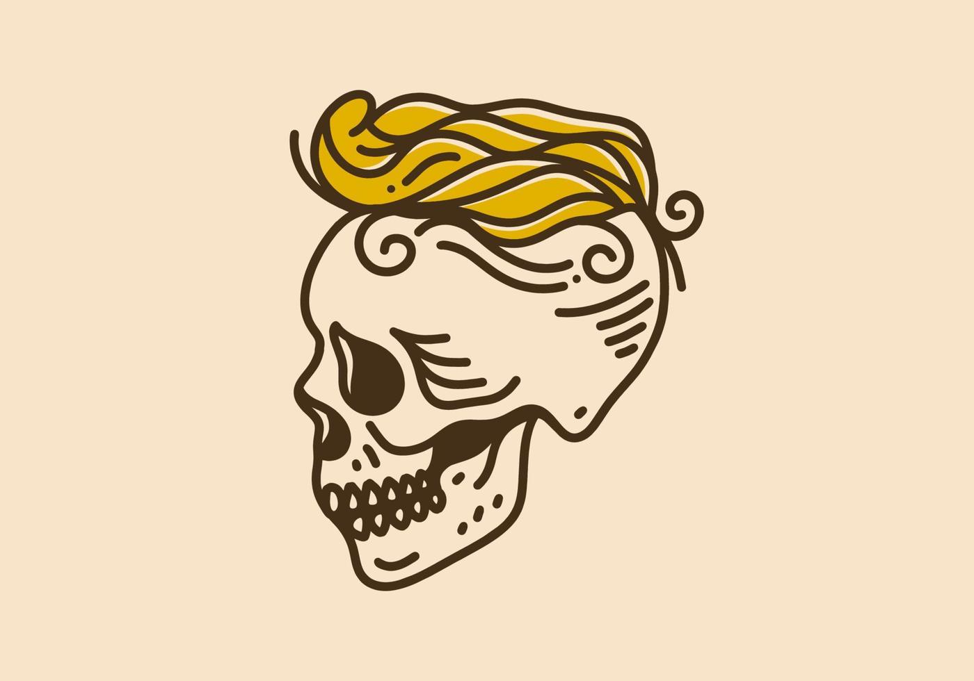 Vintage ▾ arte illustrazione di un' cranio e giallo capelli vettore