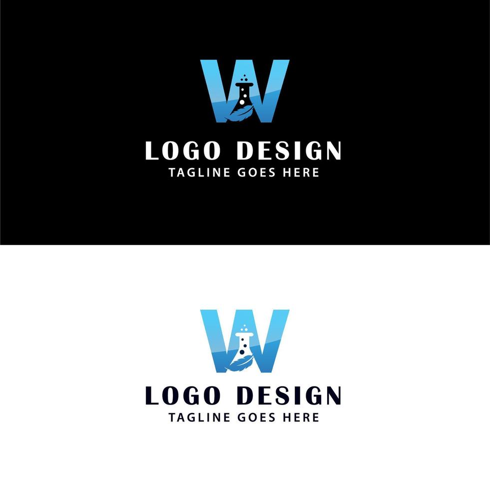 lettera w laboratorio logo design - scrittura logo design. vettore