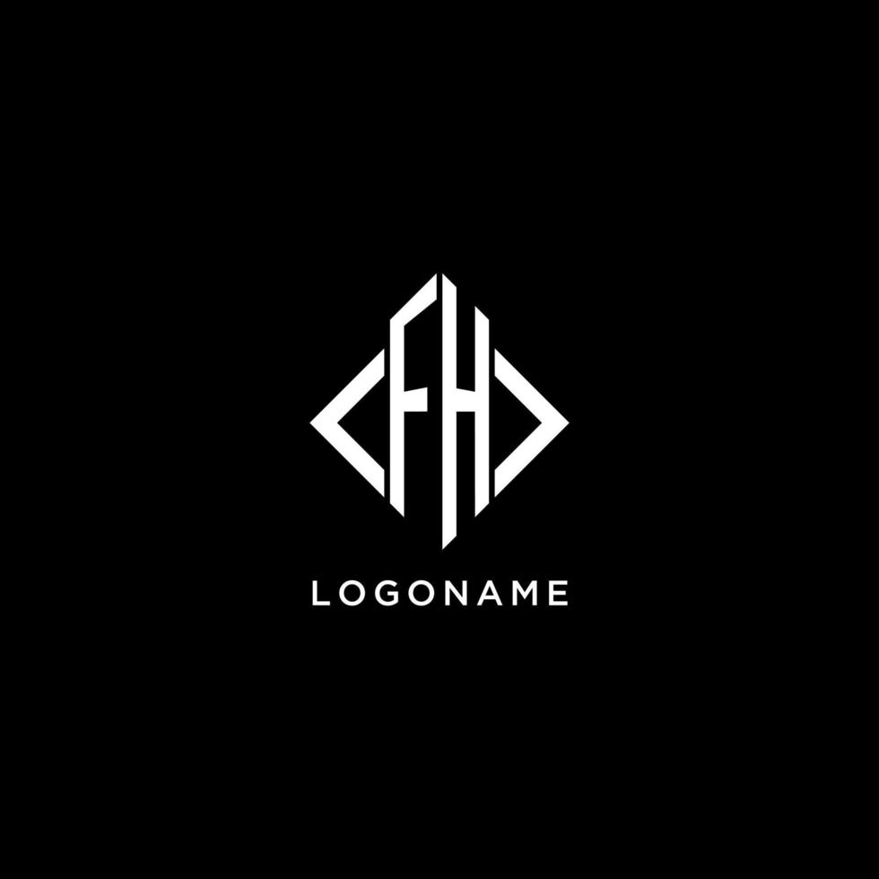 fh iniziale monogramma con rombo forma logo design vettore