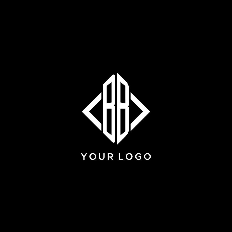 bb iniziale monogramma con rombo forma logo design vettore