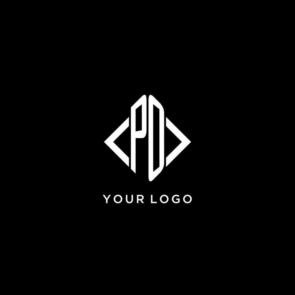 Po iniziale monogramma con rombo forma logo design vettore