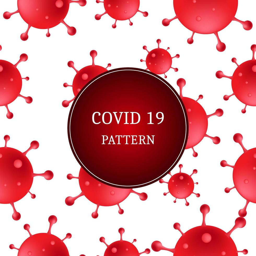 rosso 3d cellule covid-19 seamless pattern vettore