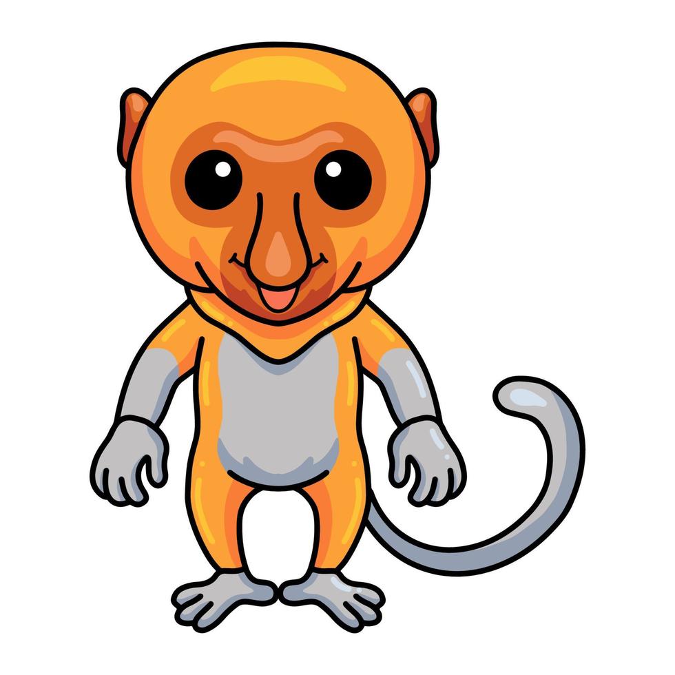 carino poco proboscide scimmia cartone animato in piedi vettore