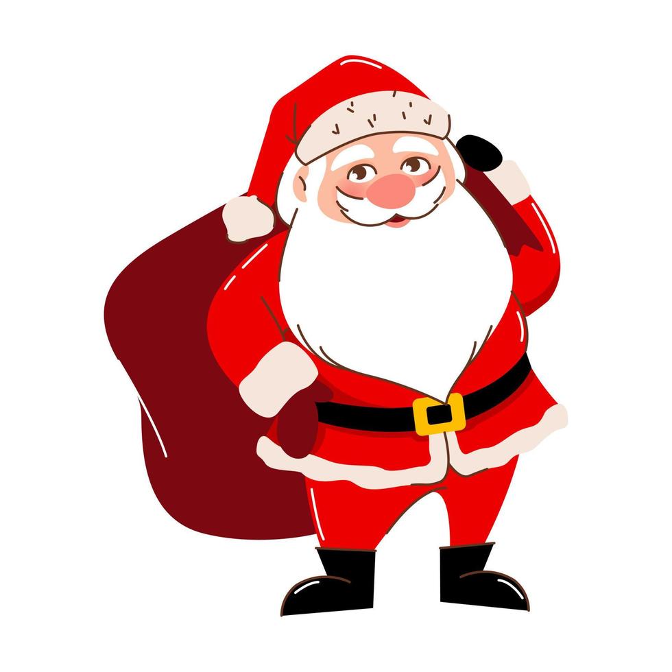 isolato Immagine di Santa Claus con un' Borsa di i regali. vettore piatto illustrazione