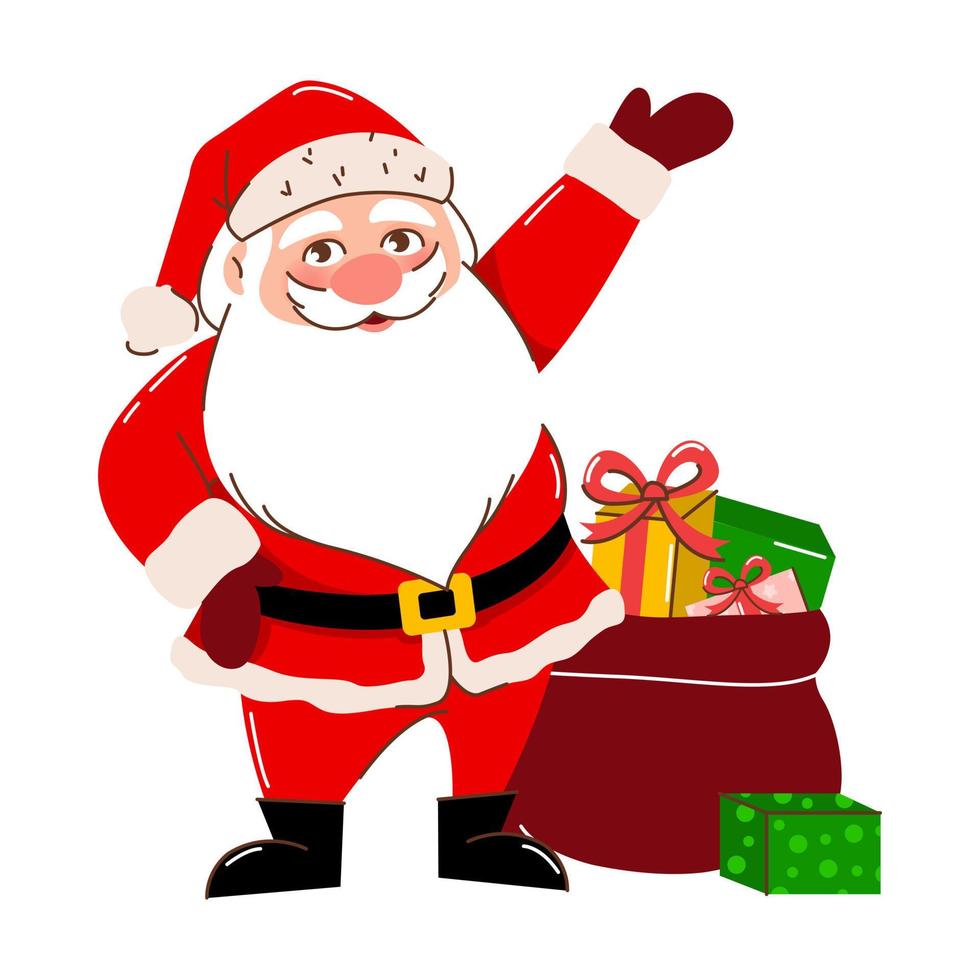 isolato Immagine di Santa Claus con un' Borsa di i regali. vettore piatto illustrazione
