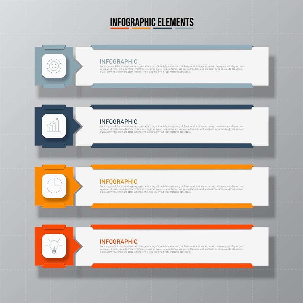 elementi di infografica rettangolari colorati vettore