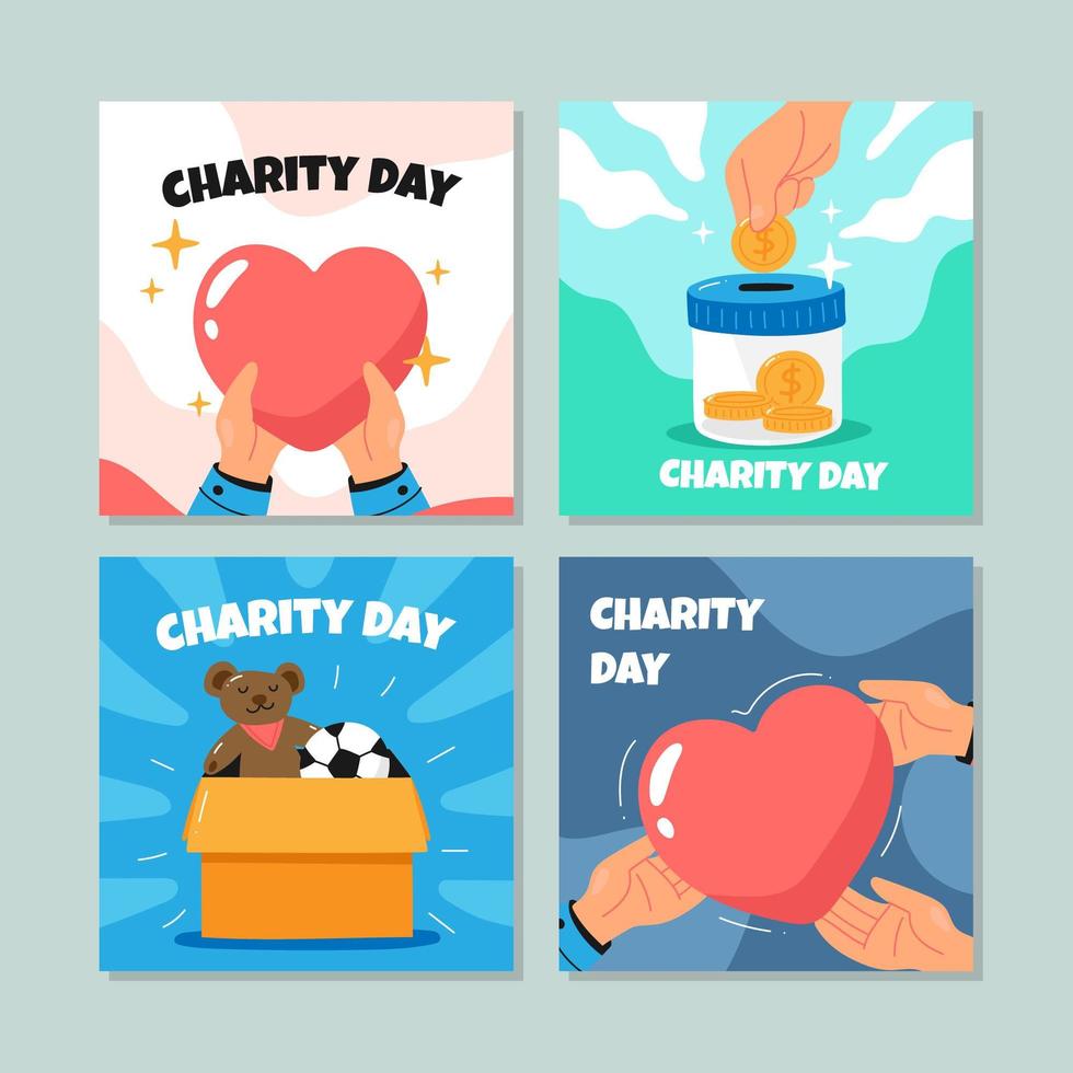 compilation di carte del giorno di beneficenza vettore