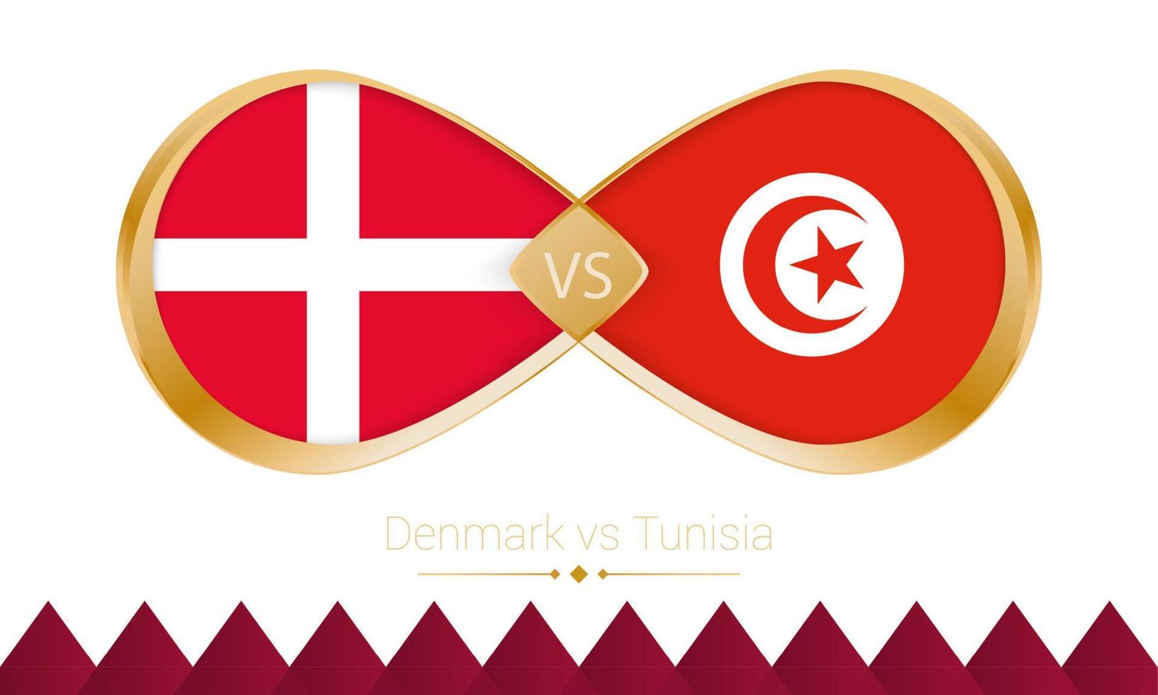 Danimarca contro tunisia d'oro icona per calcio 2022 incontro. vettore