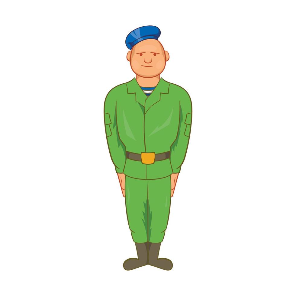 uomo nel verde esercito uniforme e blu berretto icona vettore