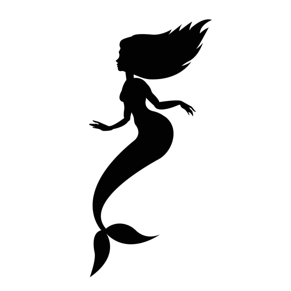 vettore piatto sirena silhouette