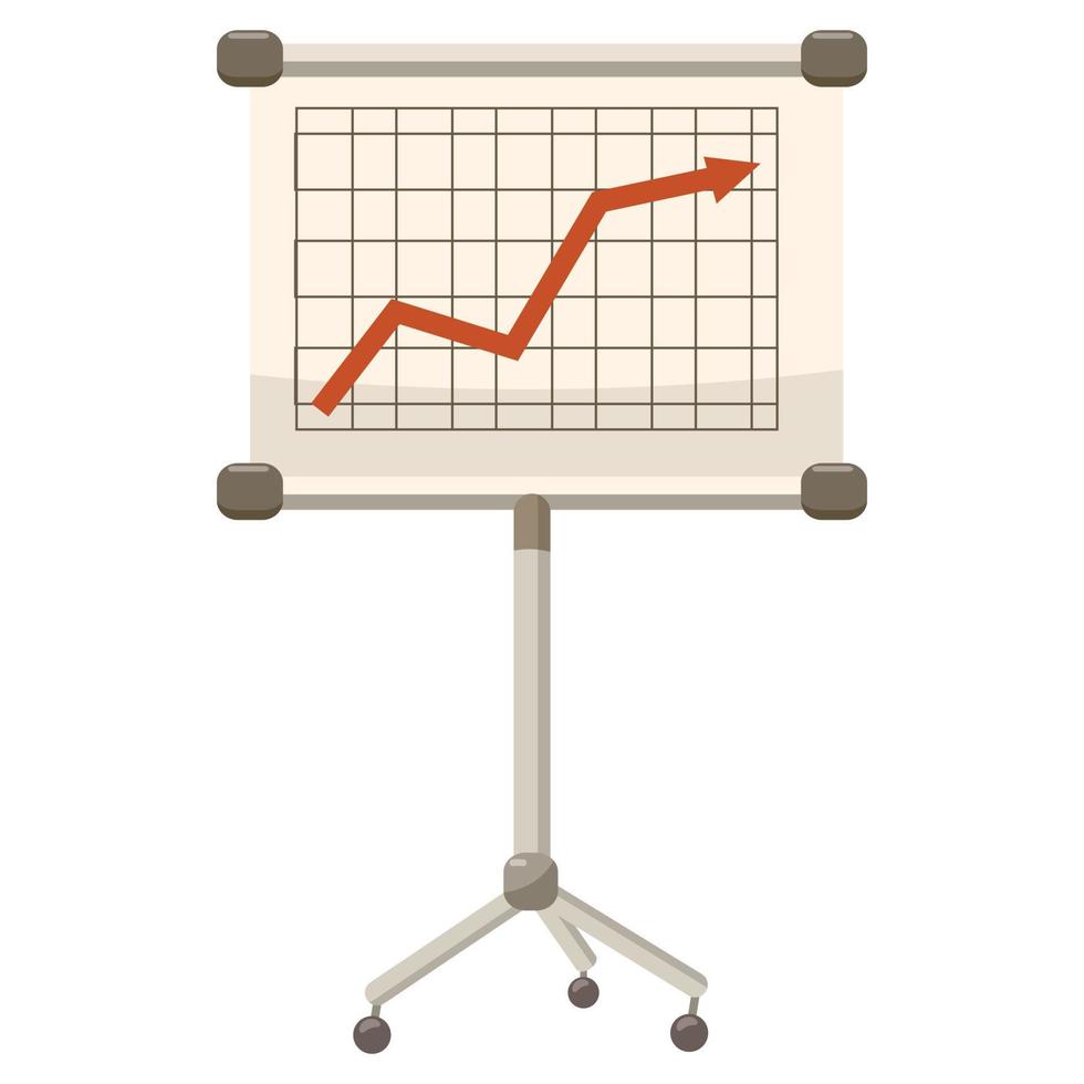 presentazione schermo con grafico icona, cartone animato stile vettore