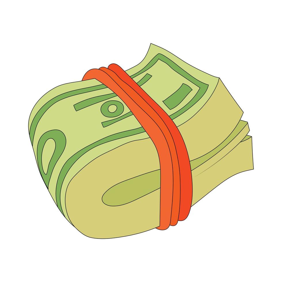 fascio di dollari icona nel cartone animato stile vettore