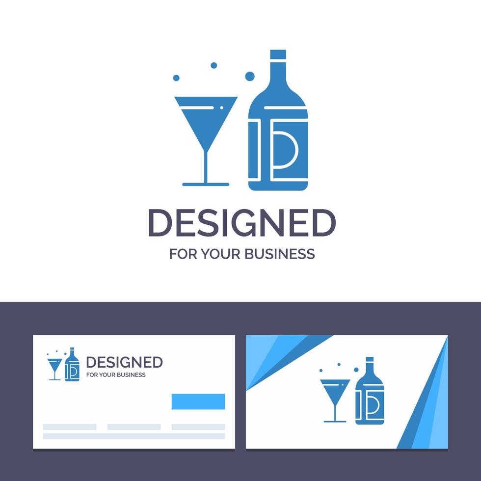 creativo attività commerciale carta e logo modello bevanda vino americano bottiglia bicchiere vettore illustrazione