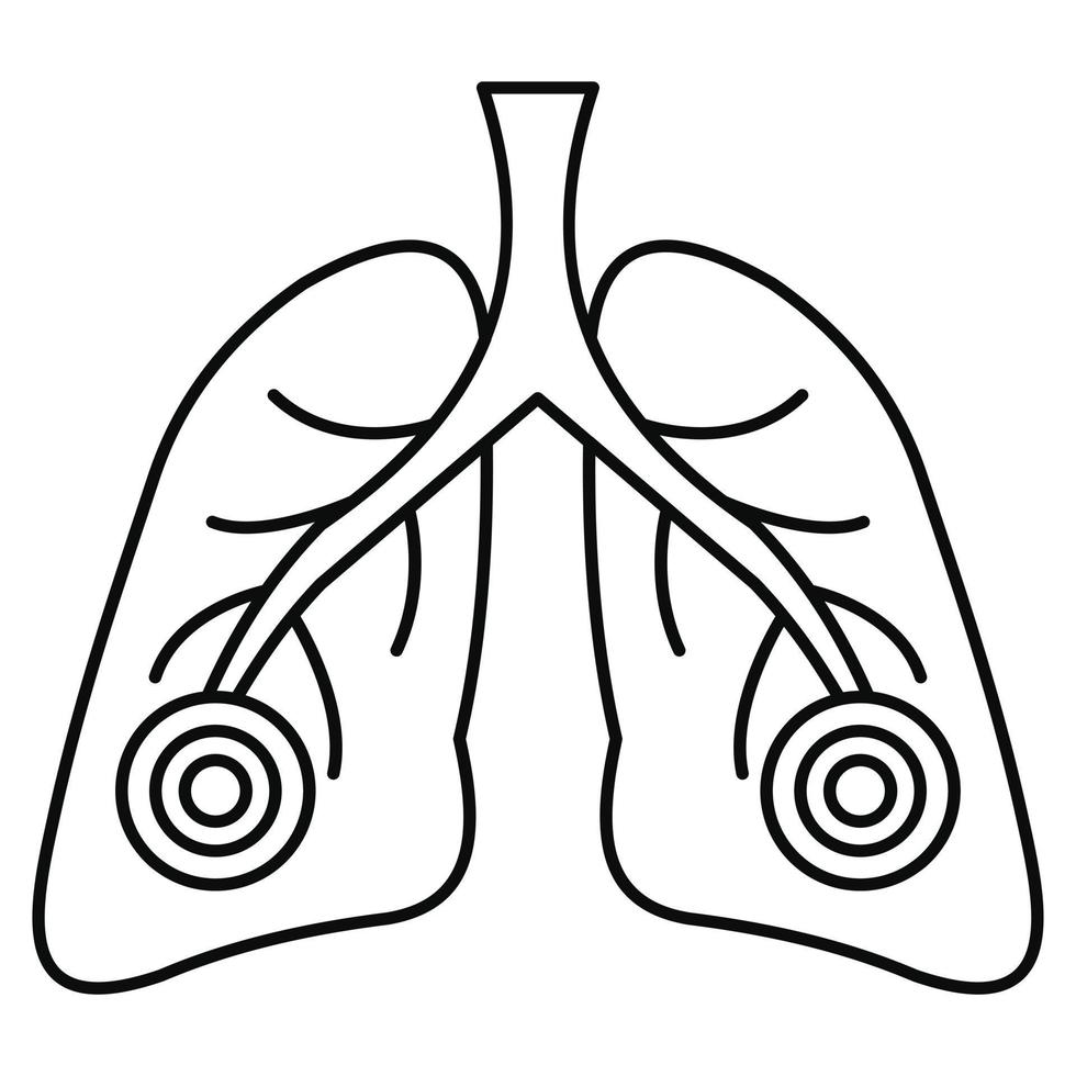 polmonite polmoni icona, schema stile vettore