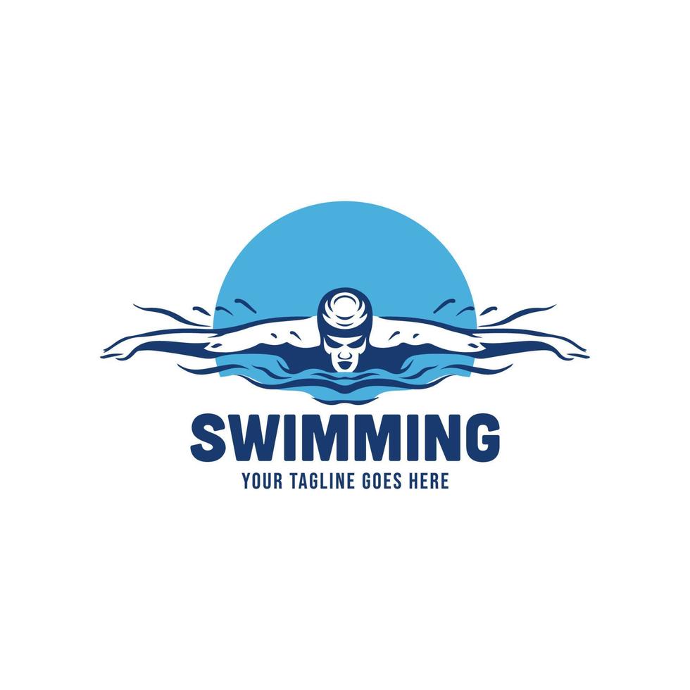 logo di un' nuotatore. nuoto club o nuoto scuola logo design modello ispirazione vettore