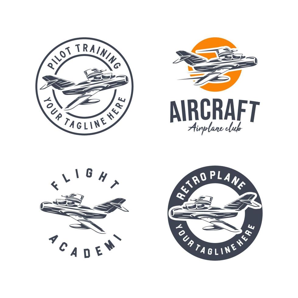 collezione di aereo accademia logo. aereo pilota scuola e formazione logo design modello vettore