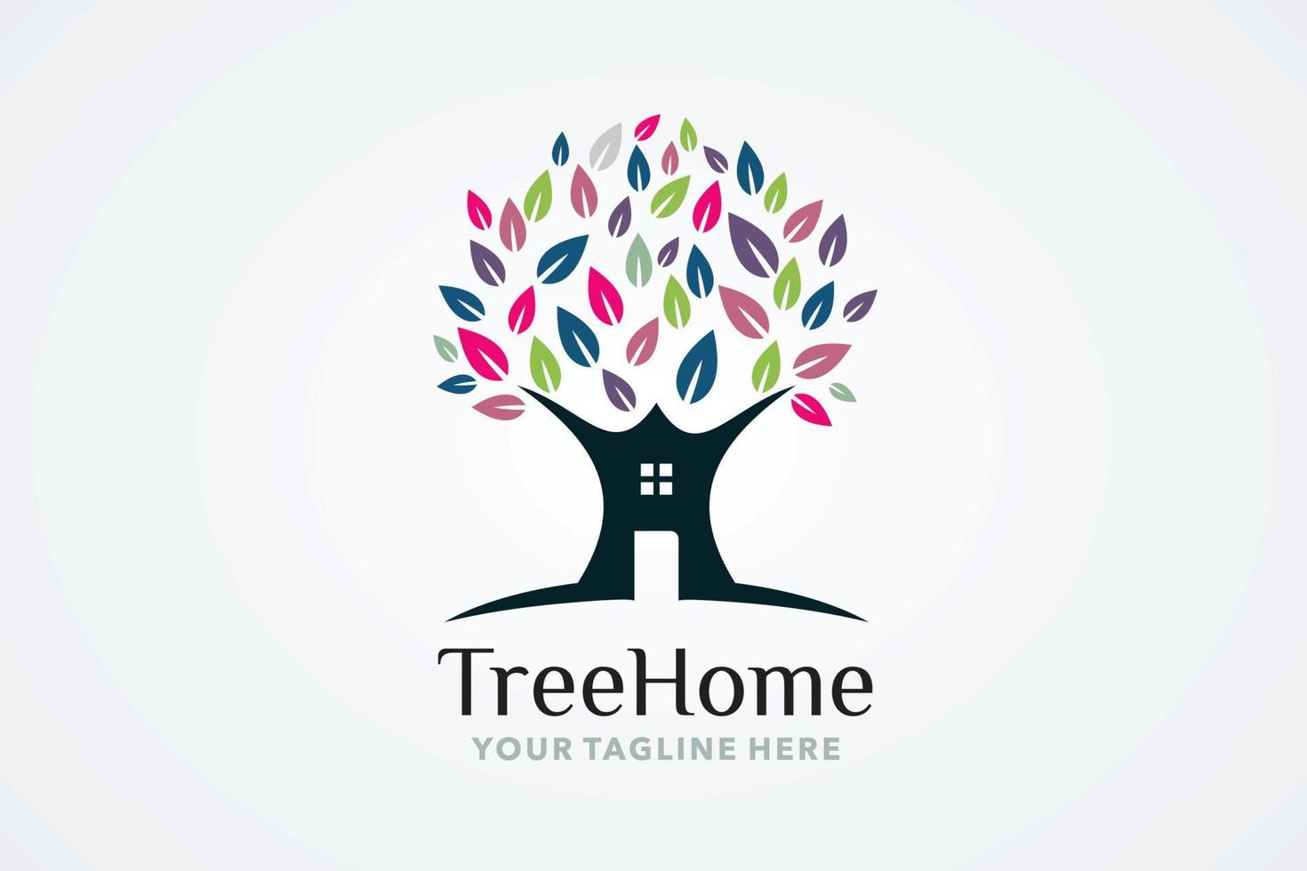 albero casa logo design modello vettore