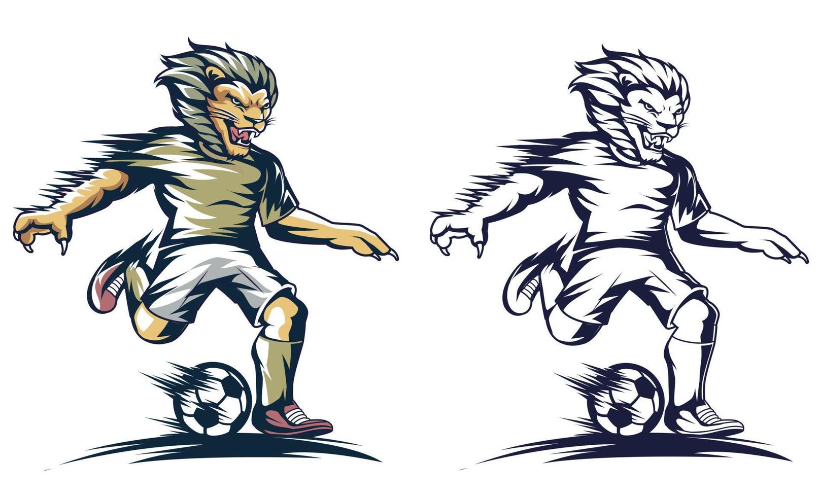 il Leone giocando calcio vettore illustrazione 2 colore versione isolato