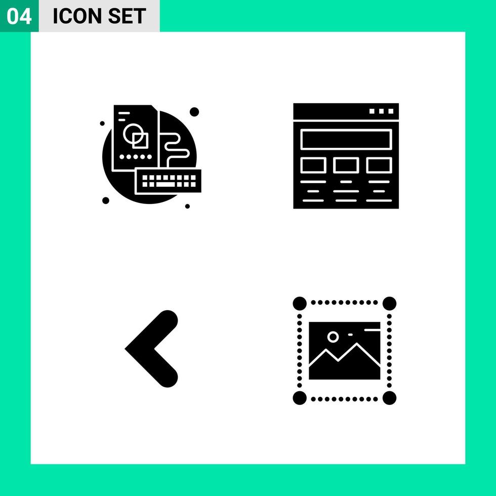 imballare di 4 solido stile icona impostato glifo simboli per Stampa creativo segni isolato su bianca sfondo 4 icona impostato creativo nero icona vettore sfondo