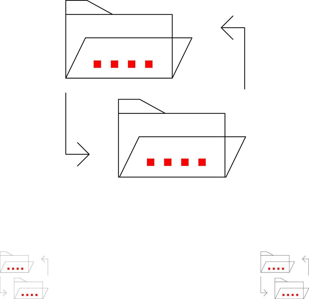 cartella documento file file condivisione condivisione grassetto e magro nero linea icona impostato vettore
