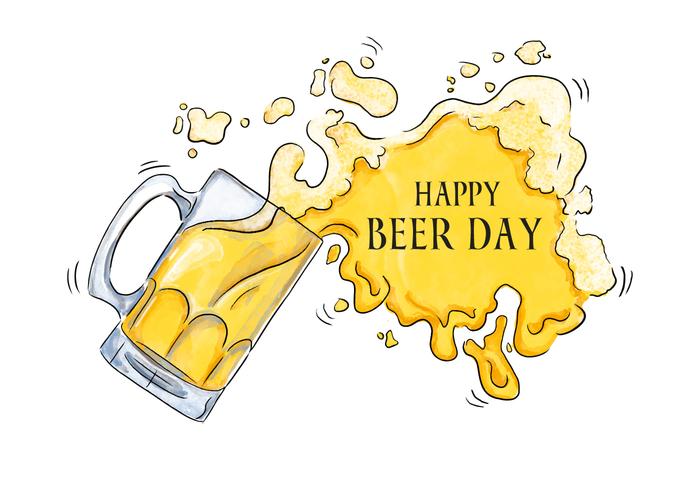 Acquerello Beer Splash To Beer Day vettore