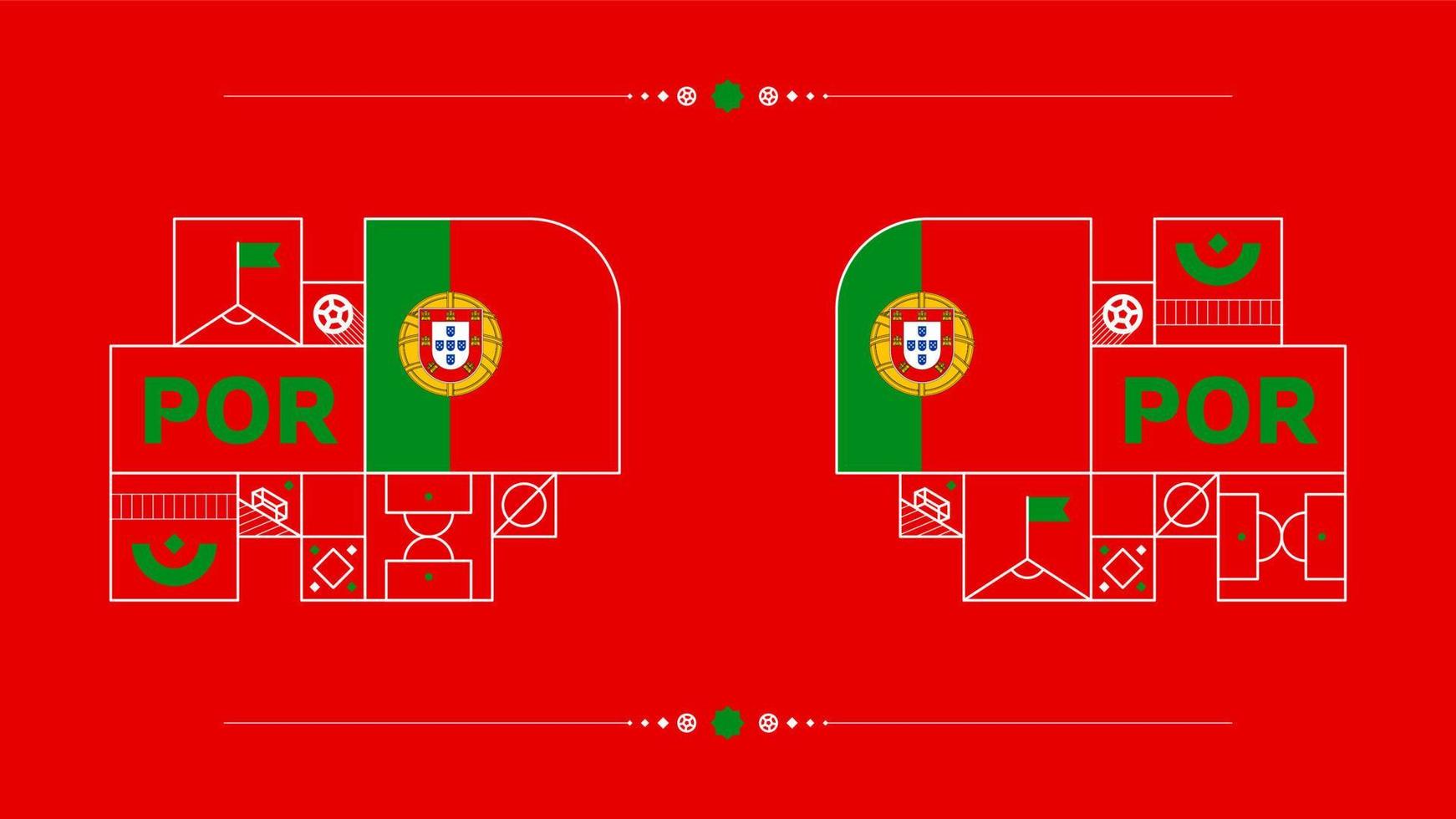 Portogallo bandiera per 2022 calcio tazza torneo. isolato nazionale squadra bandiera con geometrico elementi per 2022 calcio o calcio vettore illustrazione