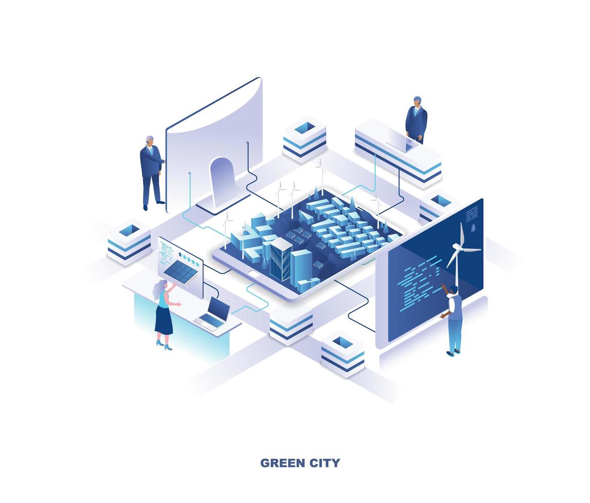 disegno isometrico della città verde vettore