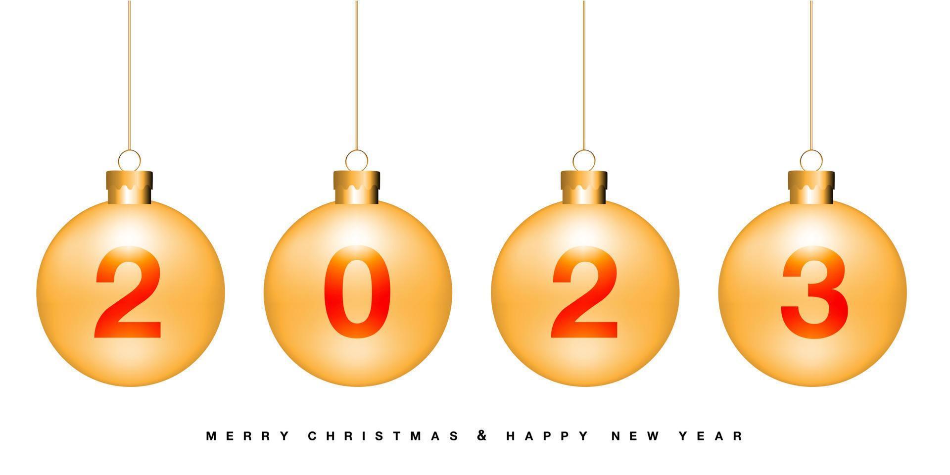 allegro Natale e contento nuovo anno oro palla rosso numero su bianca sfondo design per vacanza Festival celebrazione sfondo vettore
