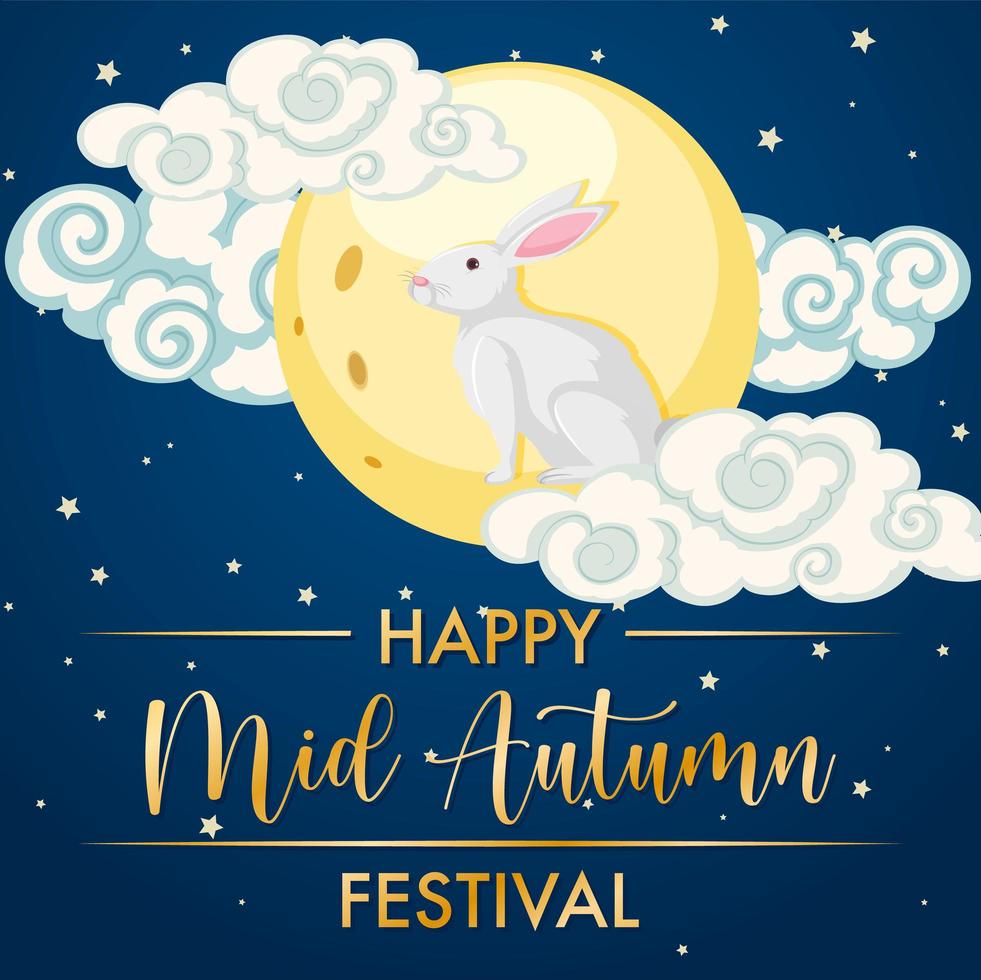 design cinese del festival di metà autunno con coniglio e luna vettore