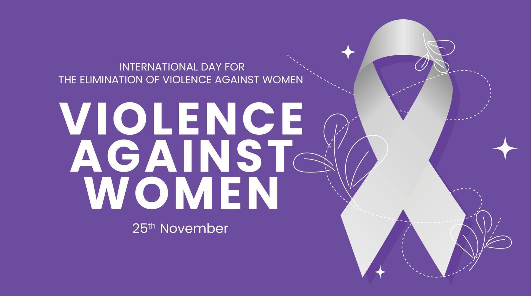 internazionale giorno per il eliminazione di violenza contro donne sfondo con bianca nastro vettore