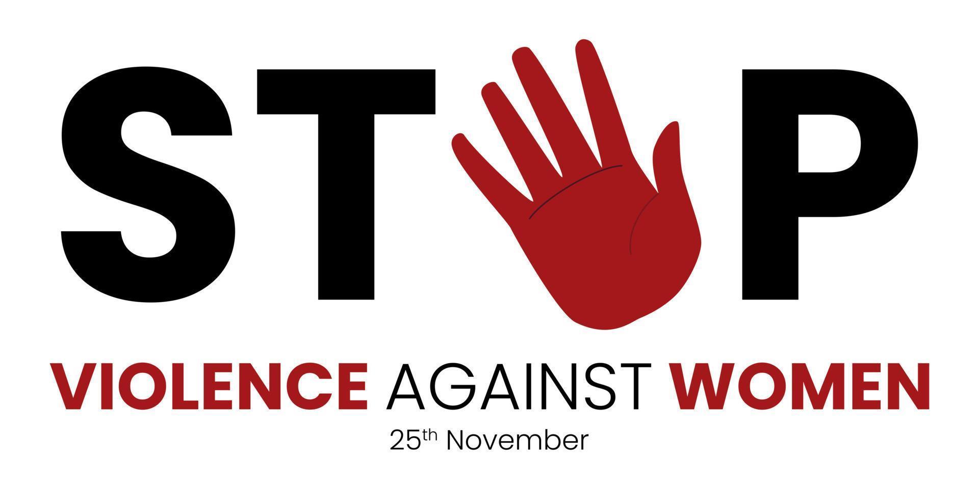 fermare violenza contro donne nel il internazionale giorno per il eliminazione di violenza contro donne vettore illustrazione logo design