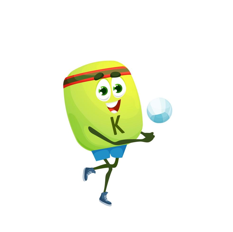 cartone animato potassio kalium pallavolo giocatore, gioco vettore