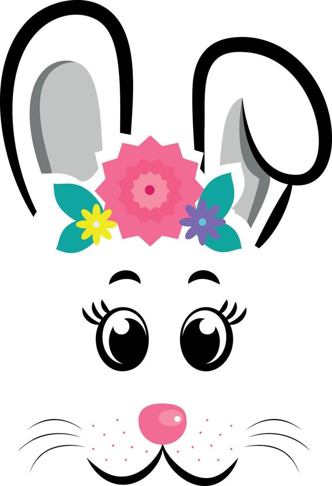 maschere da coniglio con orecchie rosa e fiori vettore