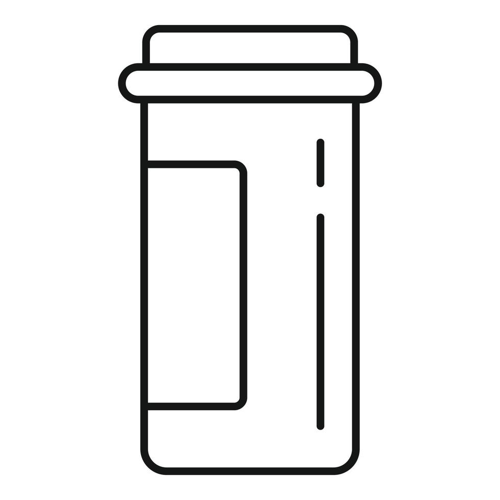 plastica pillola vaso icona, schema stile vettore
