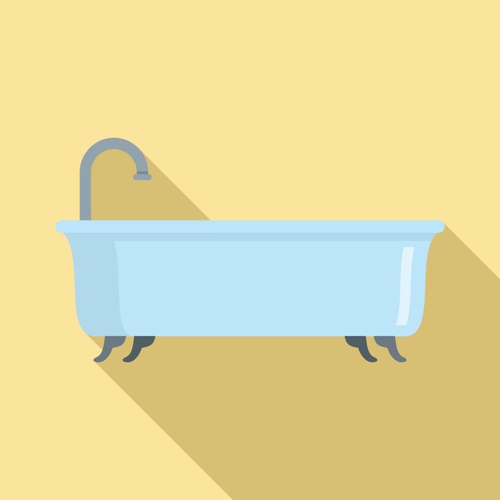 vasca da bagno icona, piatto stile vettore