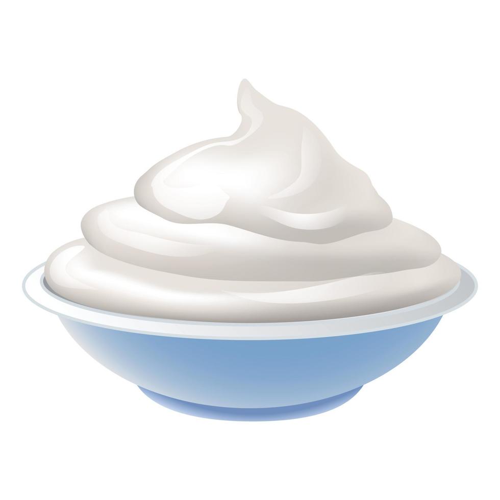 Yogurt ciotola icona, cartone animato stile vettore