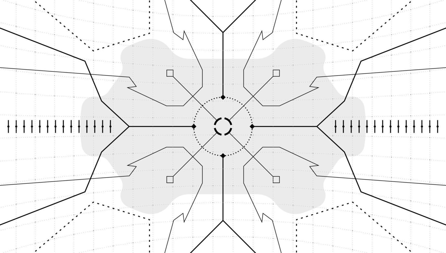 vr hud tecnologia testa su Schermo obbiettivo. digitale futuristico virtuale la realtà interfaccia cyberpunk Ciao Tech visiera schermo. FUI gui ui navicella spaziale cabina di pilotaggio pannello di controllo pannello nero e bianca design modello. eps vettore